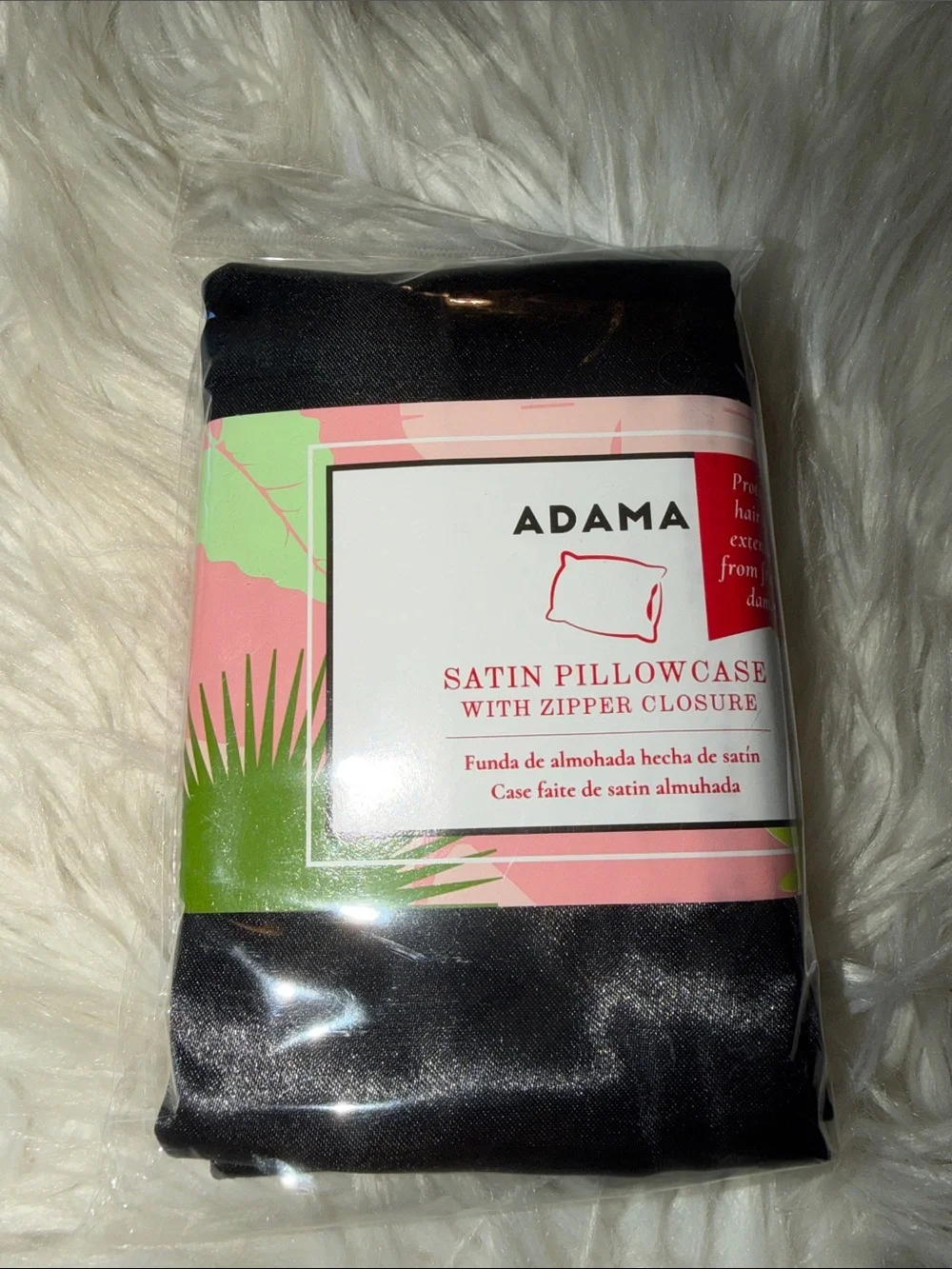 Adam Black Satin Pillowcase with Zipper